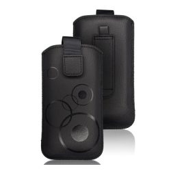   DEKOCASE tok álló (univerzális, kör minta, kihúzható tépőzár, övre fűzhető, 6.1" méret) FEKETE