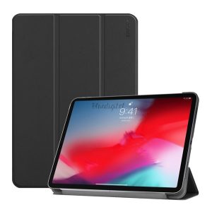 ENKAY tok álló, bőr hatású (aktív FLIP, oldalra nyíló, TRIFOLD, asztali tartó) FEKETE Apple IPAD Pro 11 (2018)