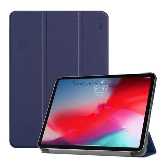 ENKAY tok álló, bőr (aktív FLIP, oldalra nyíló, TRIFOLD, asztali tartó) SÖTÉTKÉK Apple IPAD Pro 11 (2018)