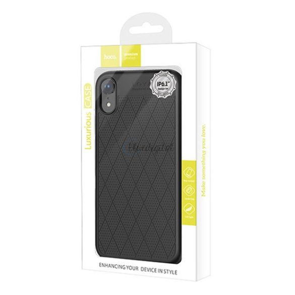 HOCO ADMIRE szilikon telefonvédő (ultravékony, 0.8 mm, lyukacsos, rombusz minta, logó kivágás) FEKETE Apple iPhone XR 6.1
