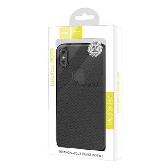 HOCO ADMIRE szilikon telefonvédő (ultravékony, 0.8 mm, lyukacsos, rombusz minta, logó kivágás) FEKETE Apple iPhone XS 5.8, Apple iPhone X 5.8