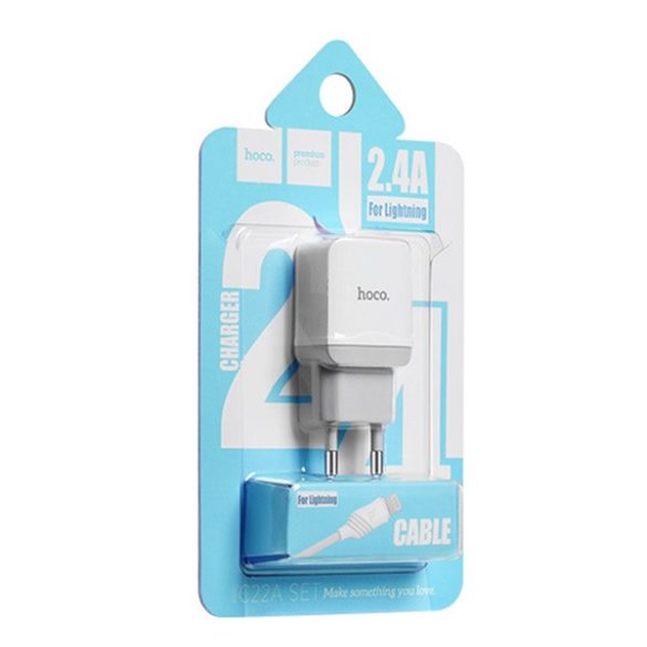 HOCO C22A hálózati töltő USB aljzat (12W) FEHÉR