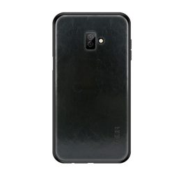   MOFI műanyag telefonvédő (szilikon keret, bőr hatású hátlap) FEKETE Samsung Galaxy J6 Plus (SM-J610F)