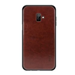   MOFI műanyag telefonvédő (szilikon keret, bőr hatású hátlap) SÖTÉTBARNA Samsung Galaxy J6 Plus (SM-J610F)