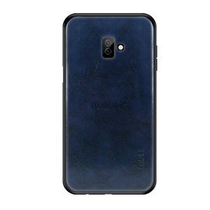 MOFI műanyag telefonvédő (szilikon keret, bőr hatású hátlap) SÖTÉTKÉK Samsung Galaxy J6 Plus (SM-J610F)