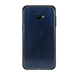   MOFI műanyag telefonvédő (szilikon keret, bőr hatású hátlap) SÖTÉTKÉK Samsung Galaxy J4 Plus (SM-J415F)