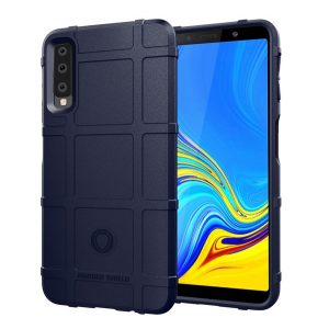 Szilikon telefonvédő (közepesen ütésálló, négyzet minta) SÖTÉTKÉK Samsung Galaxy A7 (2018) SM-A750F