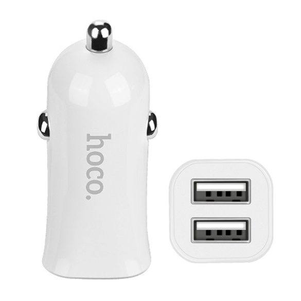 HOCO Z12 autós töltő 2 USB aljzat (12W, gyorstöltő) FEHÉR