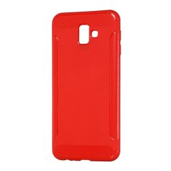   Szilikon telefonvédő (közepesen ütésálló, karbon minta) PIROS Samsung Galaxy J6 Plus (SM-J610F)
