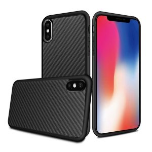 Szilikon telefonvédő (kevlár borítás) FEKETE Apple iPhone X 5.8, Apple iPhone XS 5.8