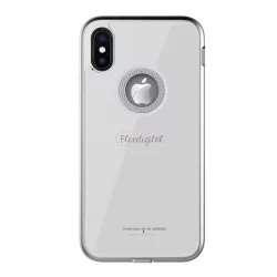   WK GINSTONE műanyag telefonvédő (közepesen ütésálló, üveg hátlap, strasszkő, logó kivágás) FEHÉR Apple iPhone XS Max 6.5