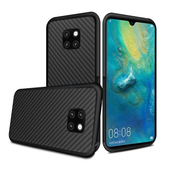 Szilikon telefonvédő (kevlár borítás) FEKETE Huawei Mate 20