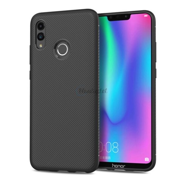 Szilikon telefonvédő (közepesen ütésálló, csíkos minta) FEKETE Huawei P Smart (2019), Honor 10 Lite