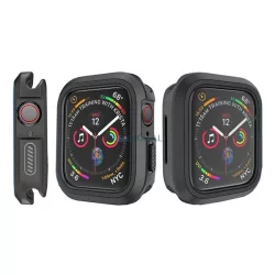   Szilikon keret (BUMPER, ütésálló) FEKETE Apple Watch Series SE 44mm, Watch Series 6 44mm, Watch Series 5 44mm