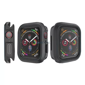 Szilikon keret (BUMPER, ütésálló) FEKETE Apple Watch Series SE 44mm, Watch Series 6 44mm, Watch Series 5 44mm