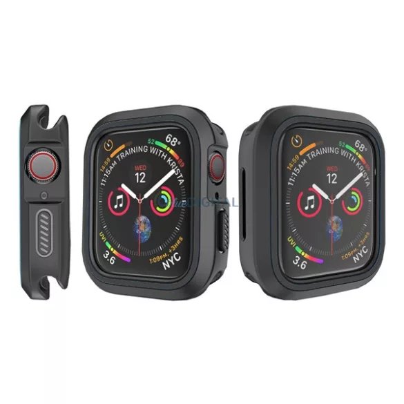 Szilikon keret (BUMPER, ütésálló) FEKETE Apple Watch Series SE 44mm, Watch Series 6 44mm, Watch Series 5 44mm