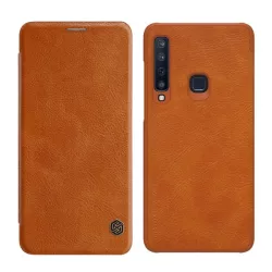  NILLKIN QIN tok álló, bőr hatású (FLIP, oldalra nyíló, bankkártya tartó) BARNA Samsung Galaxy A9 (2018) SM-A920