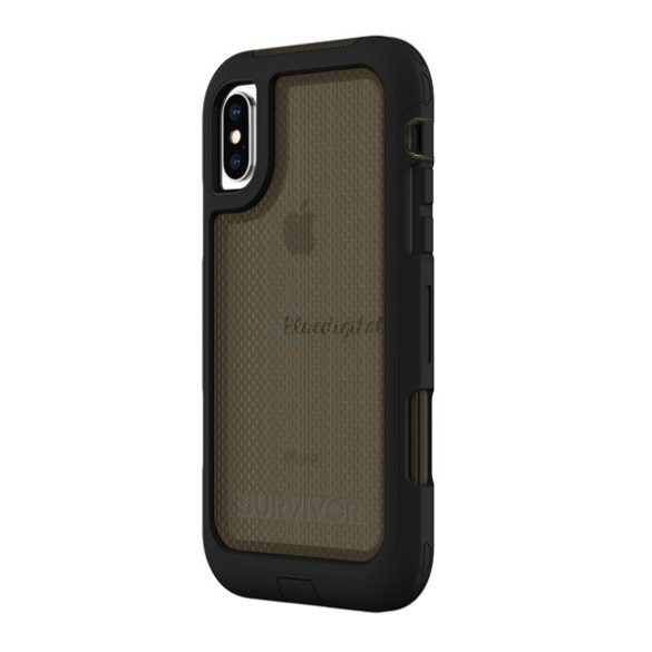 GRIFFIN műanyag telefonvédő SURVIVOR EXTREME (szilikon betét, 2.1 méterig ütésálló, lánc minta) FEKETE Apple iPhone XS Max 6.5