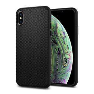 SPIGEN LIQUID AIR szilikon telefonvédő (közepesen ütésálló, légpárnás sarok, rombusz minta) FEKETE Apple iPhone XS 5.8, Apple iPhone X 5.8