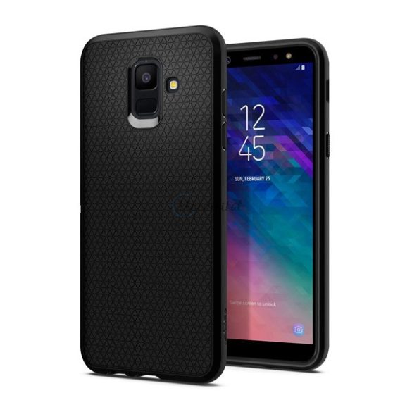 SPIGEN LIQUID AIR szilikon telefonvédő (közepesen ütésálló, légpárnás sarok, rombusz minta) FEKETE Samsung Galaxy A6 (2018) SM-A600F