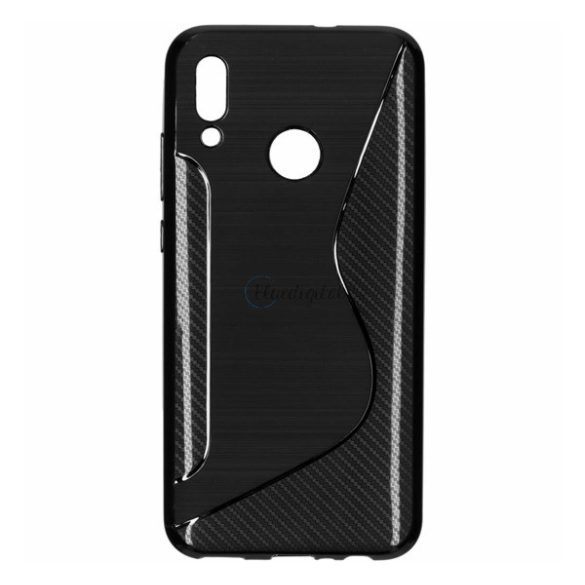 Szilikon telefonvédő (S-line, karbon minta) FEKETE Huawei P Smart (2019), Honor 10 Lite