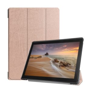 Tok álló, bőr hatású (FLIP, oldalra nyíló, TRIFOLD, asztali tartó) ROZÉARANY Lenovo Tab E10 (TB-X104F)