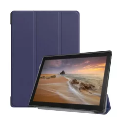   Tok álló, bőr hatású (FLIP, oldalra nyíló, TRIFOLD, asztali tartó) SÖTÉTKÉK Lenovo Tab E10 (TB-X104F)