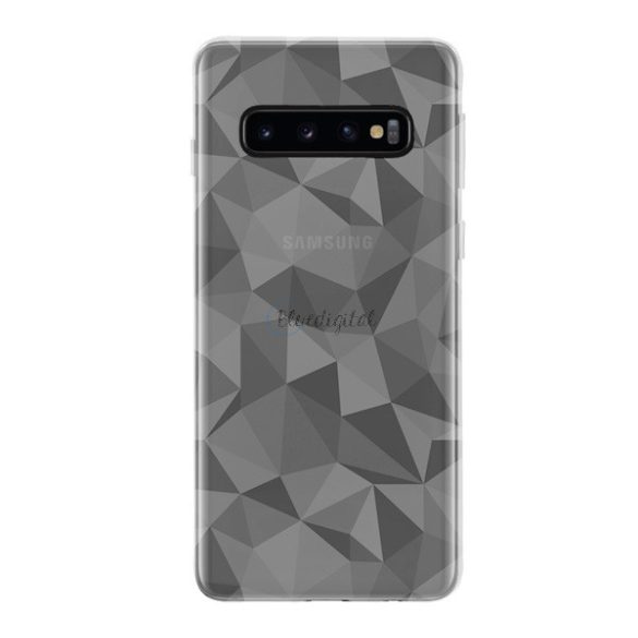 Szilikon telefonvédő (3D, gyémánt minta) ÁTLÁTSZÓ Samsung Galaxy S10 (SM-G973)