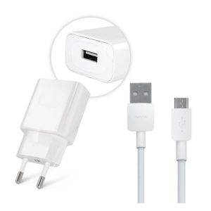 HUAWEI hálózati töltő USB aljzat (10W, gyorstöltő + PY0857 microUSB kábel) FEHÉR