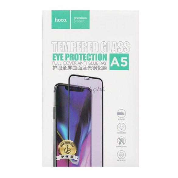 HOCO A5 képernyővédő üveg (3D full cover, íves, szél, kék fény elleni védelem, karcálló, 9H) FEKETE Apple iPhone XS Max 6.5, Apple iPhone 11 Pro Max