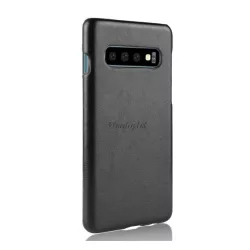   Műanyag telefonvédő (bőr hatású) FEKETE Samsung Galaxy S10 (SM-G973)