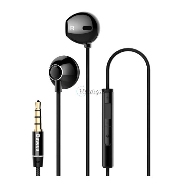 BASEUS ENCOK H06 fülhallgató SZTEREO (3.5mm jack, mikrofon, felvevő gomb, hangerőszabályzó, 3D hangzás) FEKETE