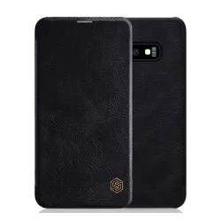   NILLKIN QIN tok álló, bőr hatású (FLIP, oldalra nyíló, bankkártya tartó) FEKETE Samsung Galaxy S10e (SM-G970)