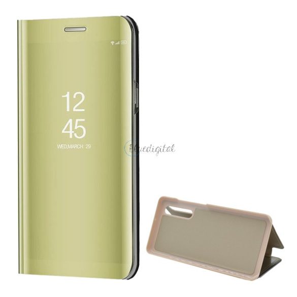 Tok álló (aktív FLIP, oldalra nyíló, asztali tartó funkció, tükrös felület, Mirror View Case) ARANY Huawei P30