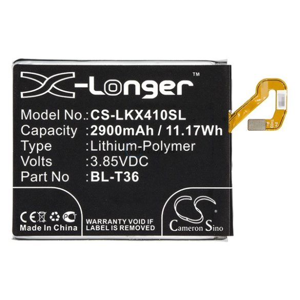 CAMERON SINO Li-Polymer akku (3,85V / 2900mAh, LG BL-T36 kompatibilis) FEKETE LG K11 K425 (K10 2018)