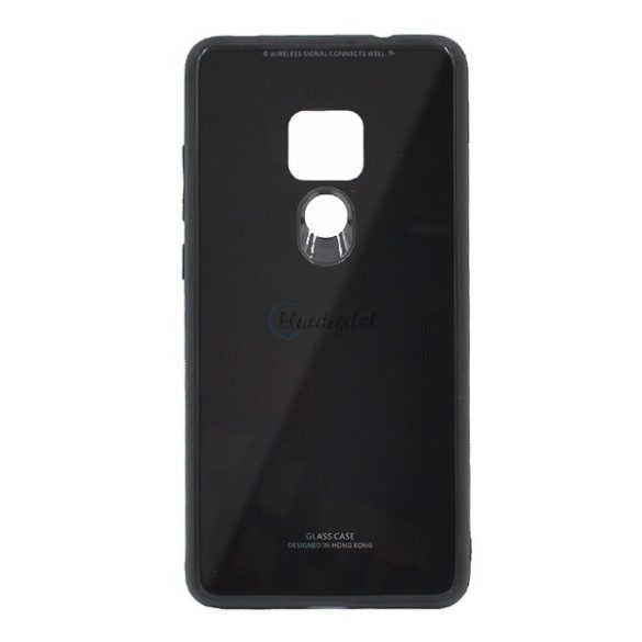 Műanyag telefonvédő (közepesen ütésálló, üveg hátlap) FEKETE Huawei Mate 20