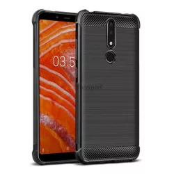   IMAK VEGA szilikon telefonvédő (közepesen ütésálló, légpárnás sarok, szálcsiszolt, karbon minta) FEKETE Nokia 3.1 Plus