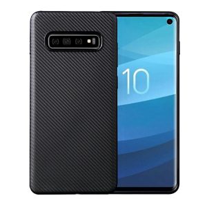 Szilikon telefonvédő (karbon minta) FEKETE Samsung Galaxy S10 Plus (SM-G975)