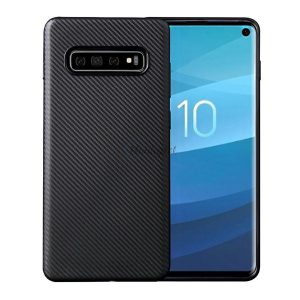 Szilikon telefonvédő (karbon minta) FEKETE Samsung Galaxy S10 Plus (SM-G975)