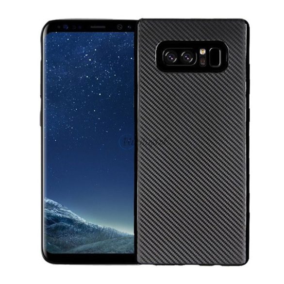 Szilikon telefonvédő (karbon minta) FEKETE Samsung Galaxy S10 (SM-G973)