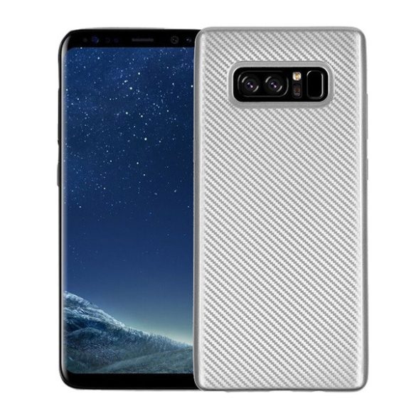 Szilikon telefonvédő (karbon minta) EZÜST Samsung Galaxy S10 (SM-G973)