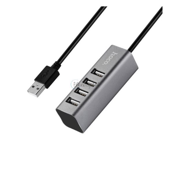 HOCO HB1 USB HUB (passzív, 4-es elosztó, USB 2.0, 80cm kábel) SZÜRKE