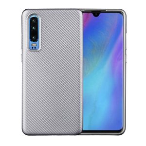 Szilikon telefonvédő (karbon minta) EZÜST Huawei P30