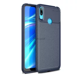   Szilikon telefonvédő (közepesen ütésálló, légpárnás sarok, karbon minta) SÖTÉTKÉK Huawei Y7 2019 (Y7 Prime 2019)