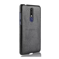   Műanyag telefonvédő (bőr hatású, krokodilbőr minta) FEKETE Nokia 3.1 Plus