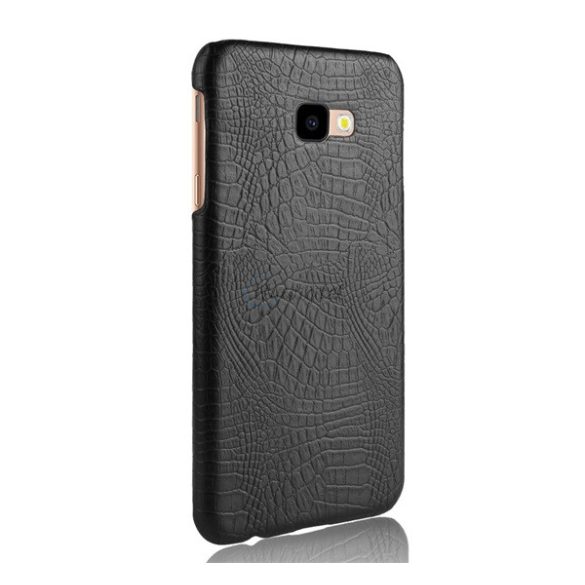 Műanyag telefonvédő (bőr hatású, krokodilbőr minta) FEKETE Samsung Galaxy J4 Plus (SM-J415F)
