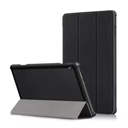   Tok álló, bőr hatású (FLIP, oldalra nyíló, TRIFOLD, asztali tartó) FEKETE Lenovo Tab M10 (TB-X605F), Lenovo Tab M10 HD (TB-X505F)