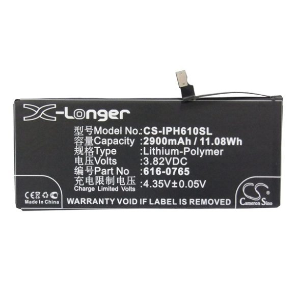 CAMERON SINO Li-Polymer akku (3.82V/2900mAh, Apple 616-0765 kompatibilis) FEKETE Apple iPhone 6 Plus 5.5