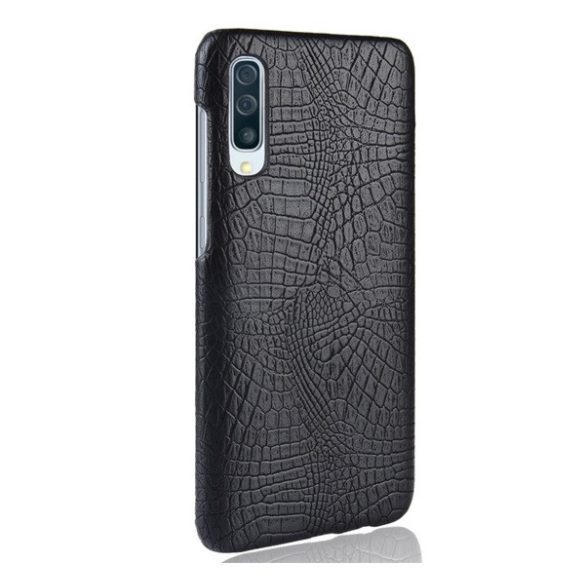 Műanyag telefonvédő (bőr hatású, krokodilbőr minta) FEKETE Samsung Galaxy A50 (SM-A505F), Samsung Galaxy A30s (SM-A307F), Samsung Galaxy A50s (SM-A507F)