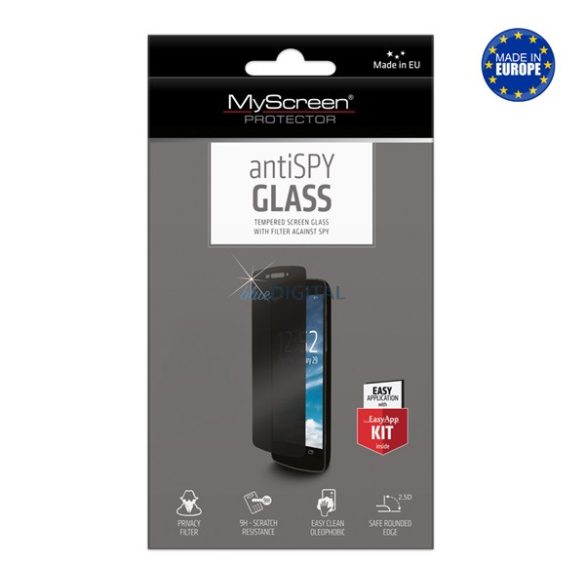 MYSCREEN ANTISPY GLASS EDGE képernyővédő üveg (2.5D lekerekített szél, betekintés elleni védelem, 9H) ÁTLÁTSZÓ Apple iPhone XR 6.1, Apple iPhone 11